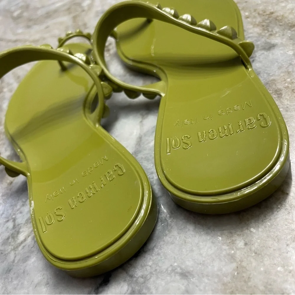 CARMEN SOL maria jelly flat sandal in olive green EU 35